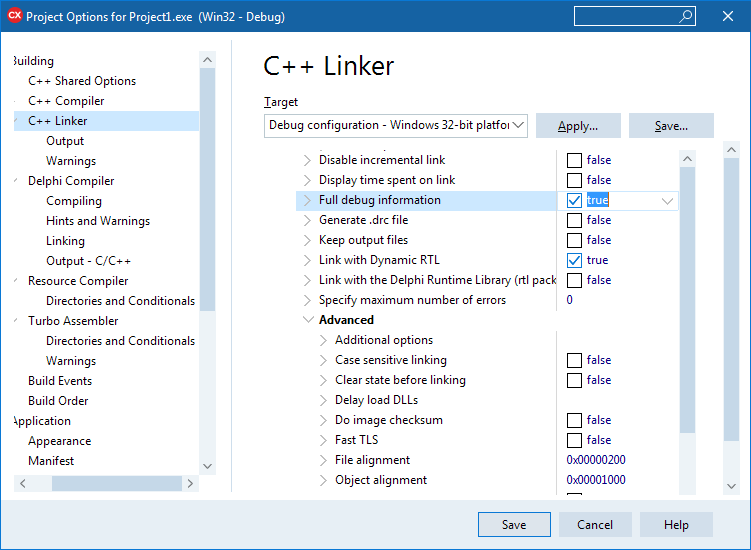 Enable debug information in the linker